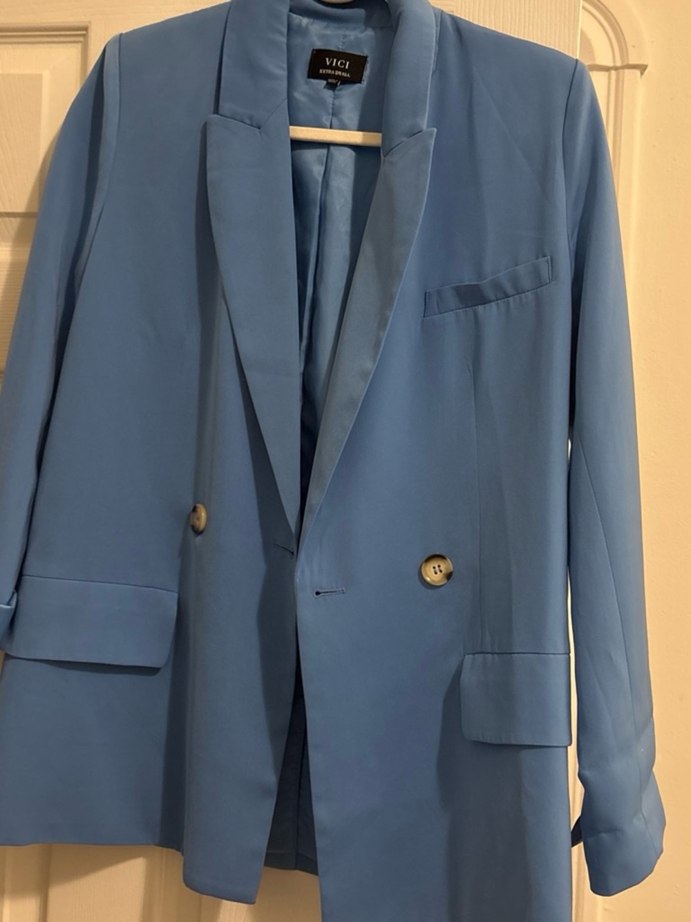 VICI Light Blue Double-Breasted Blazer